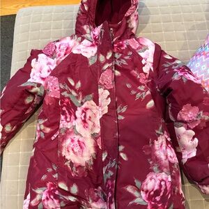 The Children's Place Burgundy Floral Puffer Jacket